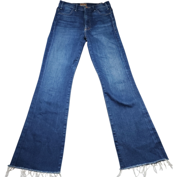 MOTHER The Hustler Ankle Fray Home Movies Raw Hem Crop Flare Jeans Size 26 - Picture 1 of 13